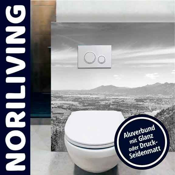 Toilette mit Aluverbund-Verkleidung in einem modernen Badezimmer, bietet Glanz oder Druck-Seidenmatt Optionen