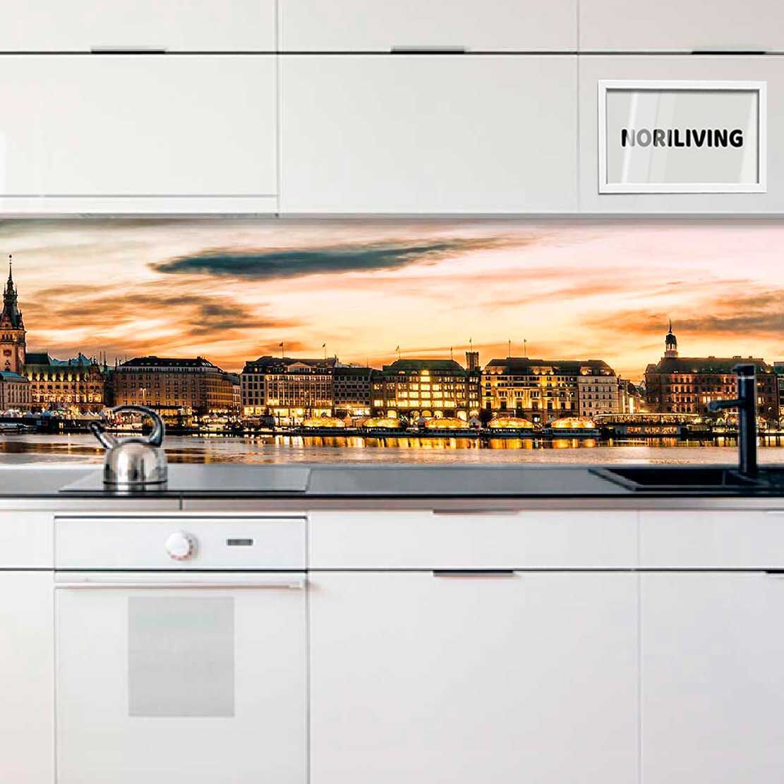 in der Küche eingebaute Küchenrückwand Profiline mit Motiv Hamburg 060