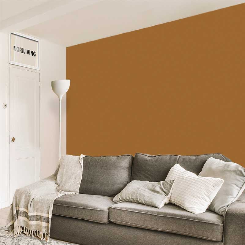 im Wohnzimmer eingebaute Wohnzimmerrückwand mit Motiv Unifarbe Braun 2365