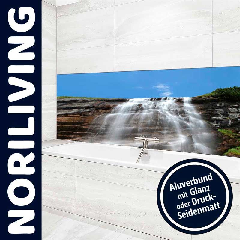 Moderner Badezimmer-Look mit Wandverkleidung eines Wasserfalls, Aluverbund mit Glanz oder Druck-Seidenmatt