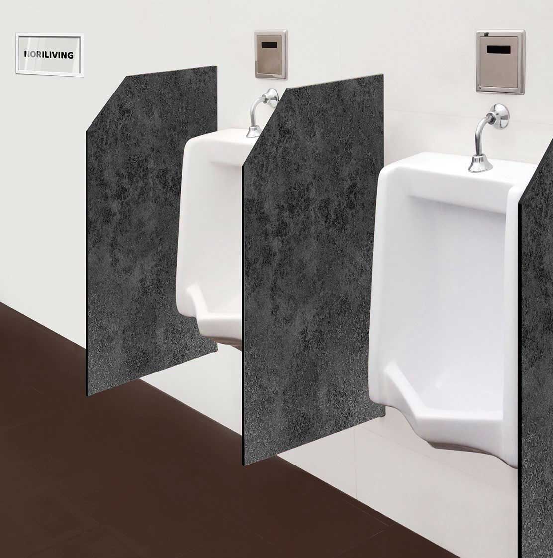 in der Toilette eingebaute Schamwand mit Motiv Rost 277 schwarz-weiß