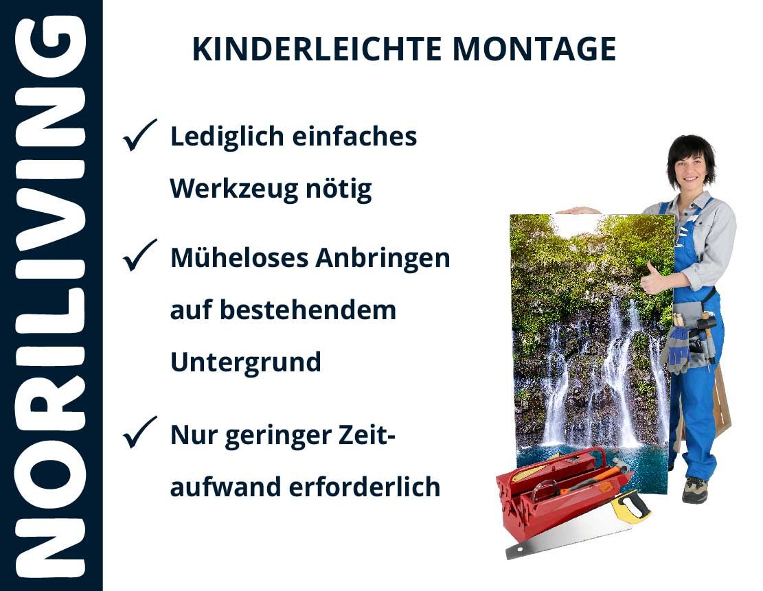 Aufzählung der Vorteile einer Badrückwand aus Aluverbund