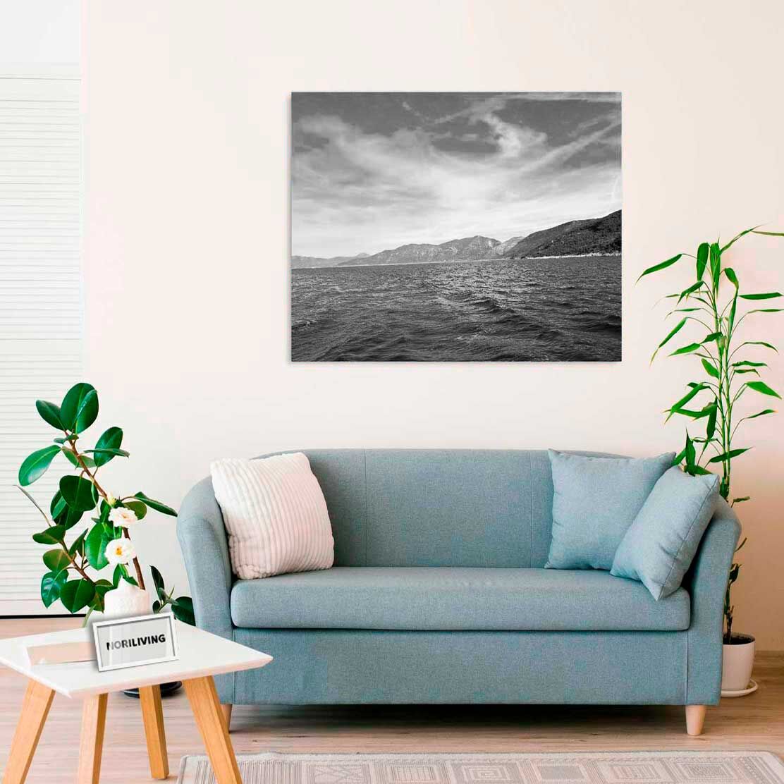 Wandbild über dem Sofa mit Motiv Adriaküste Istrien 462 schwarz-weiß