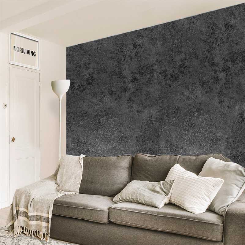 im Wohnzimmer eingebaute Wohnzimmerrückwand mit Motiv Rost 277 schwarz-weiß