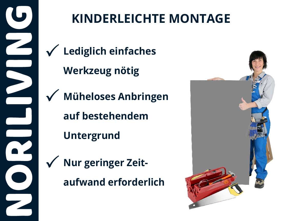 Aufzählung der Vorteile einer Badrückwand aus Aluverbund