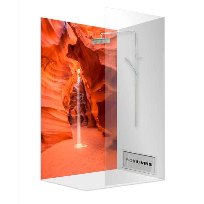 Moderne Duschkabine mit Glaswand und Antelope Canyon Landschaftsmotiv