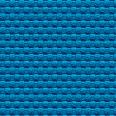 Nahaufnahme eines blauen Stoffes mit Waffelstrukturmuster