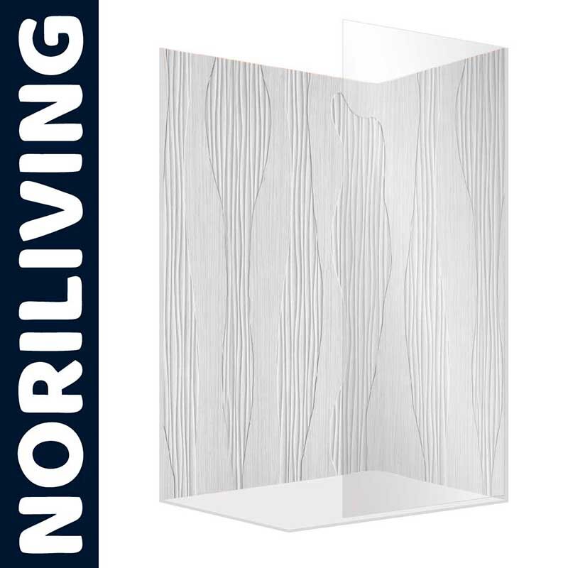 Transparentes NORILIVING Duschwand-Design mit vertikalen Linien für modernes Bad