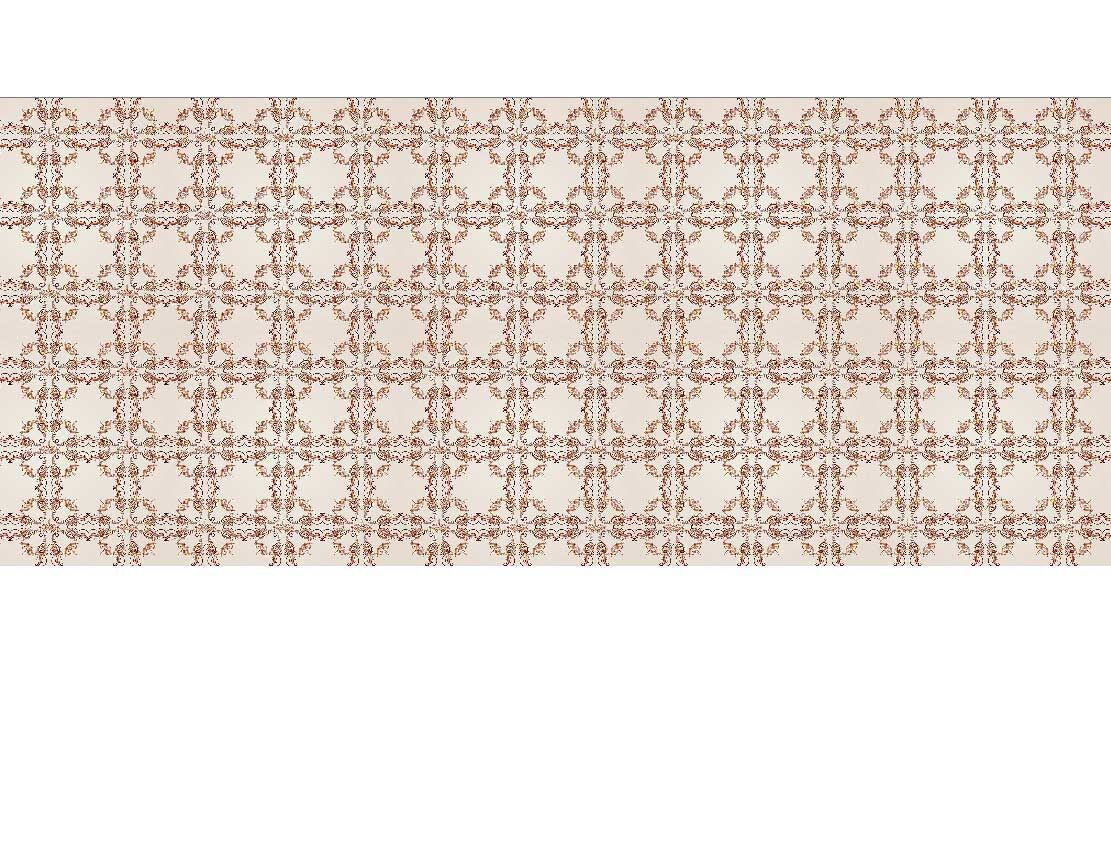 Dekorative Vintage-Tapete mit floralen und symmetrischen Mustern, rotbraun auf beige