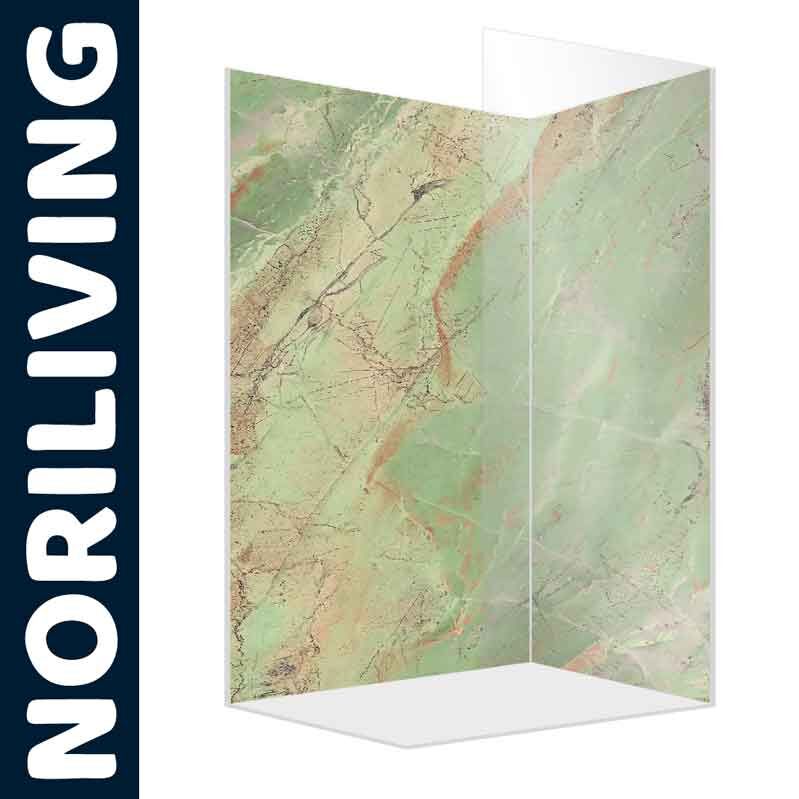 Grüne marmorierte Duschrückwand von NORILIVING