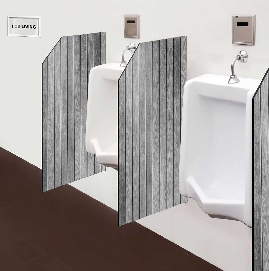 in der Toilette eingebaute Schamwand mit Motiv Grauer Holzzaun 286 schwarz-weiß