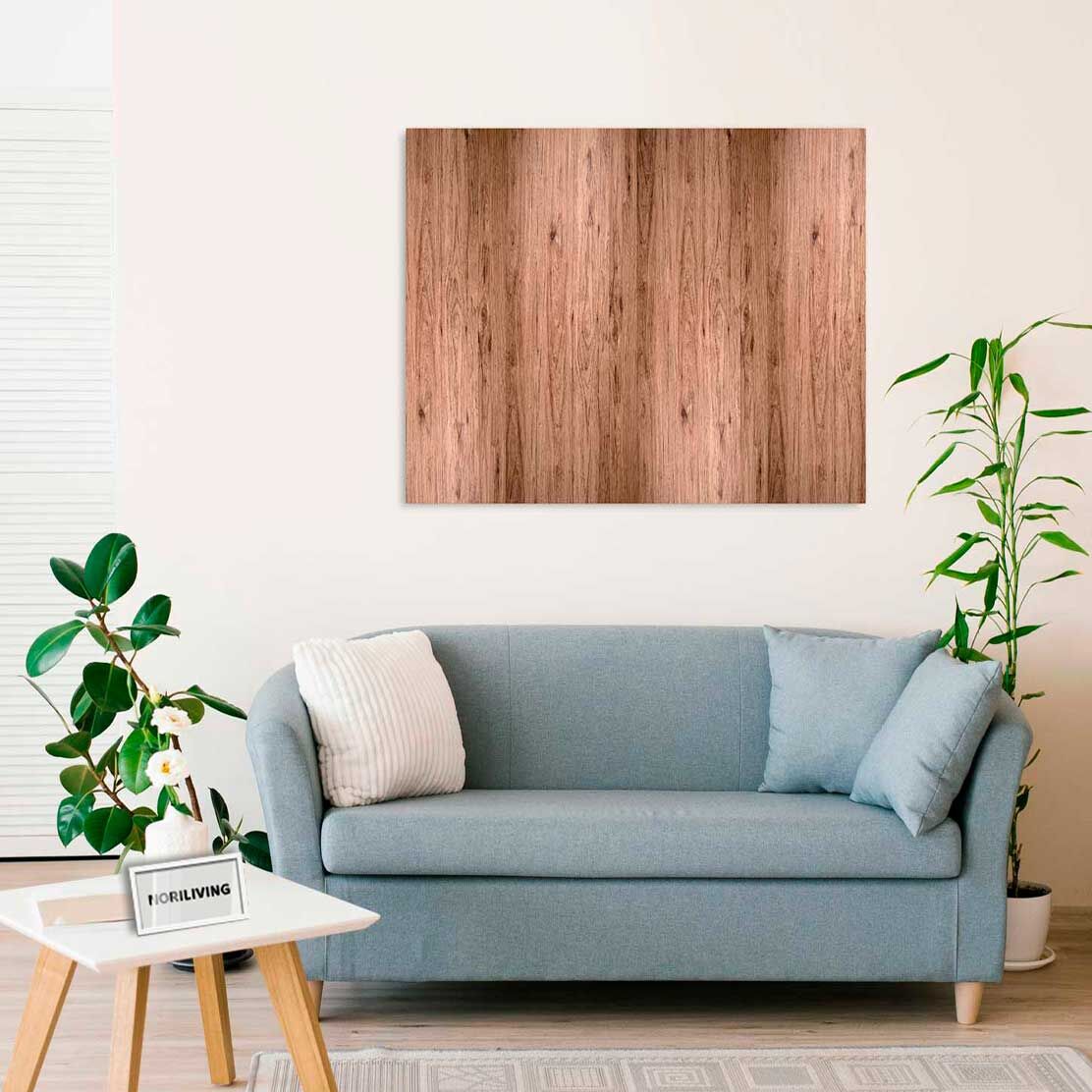 Wandbild über dem Sofa mit Motiv Holz Optik 529