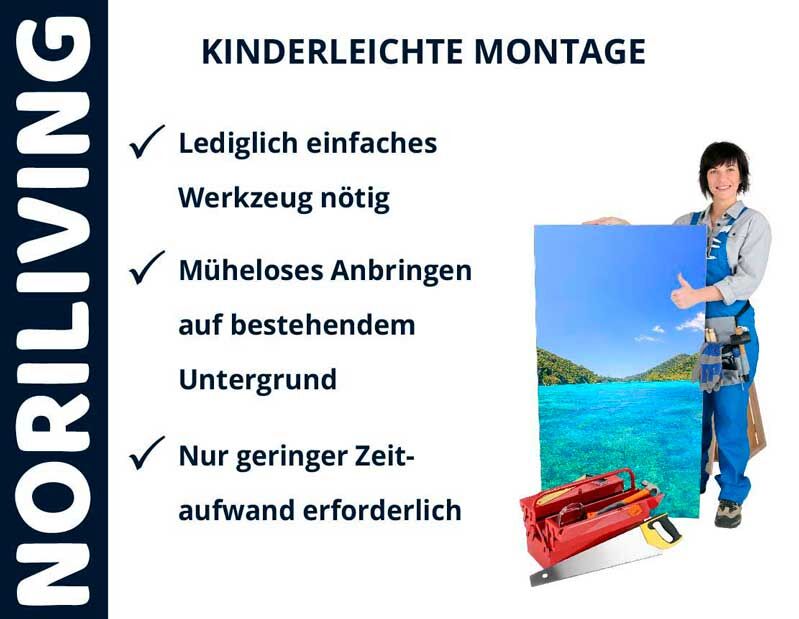 Person zeigt kinderleichte Montage von NORILIVING Produkt, einfaches Werkzeug