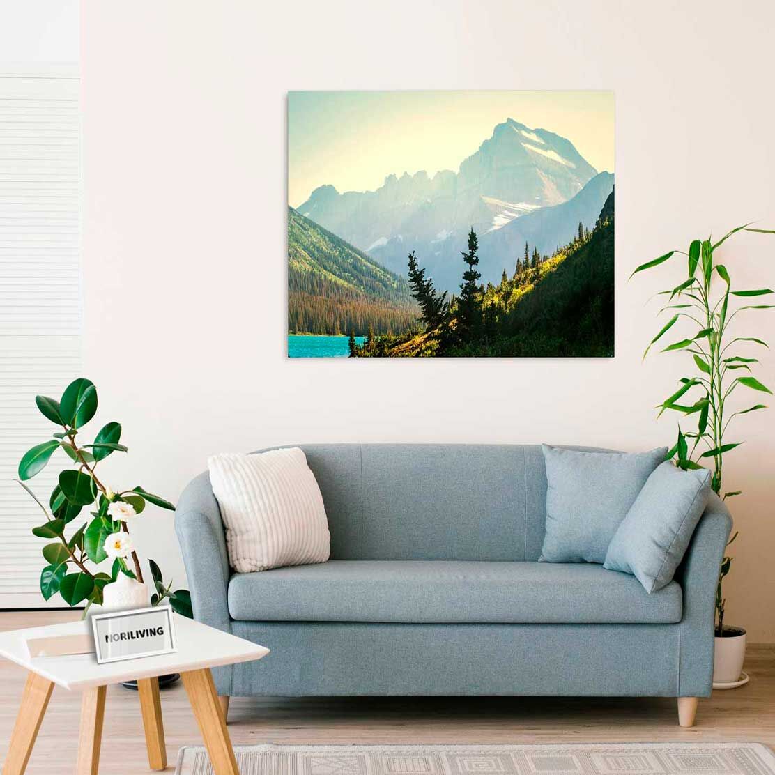 Wandbild über dem Sofa mit Motiv Wald am Bergsee 904