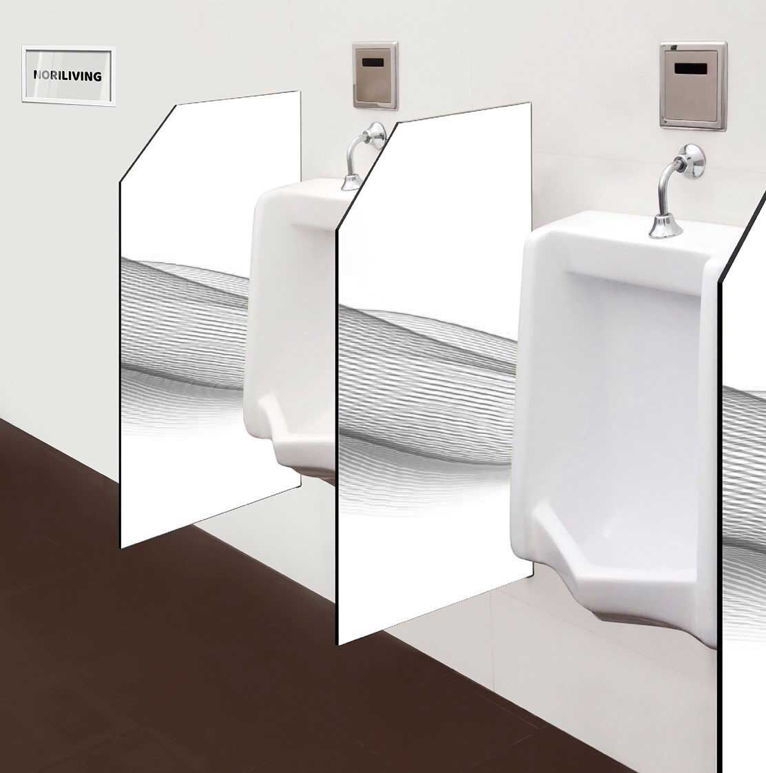in der Toilette eingebaute Schamwand mit Motiv abstrakte grüne Wellenlinien 973 schwarz-weiß