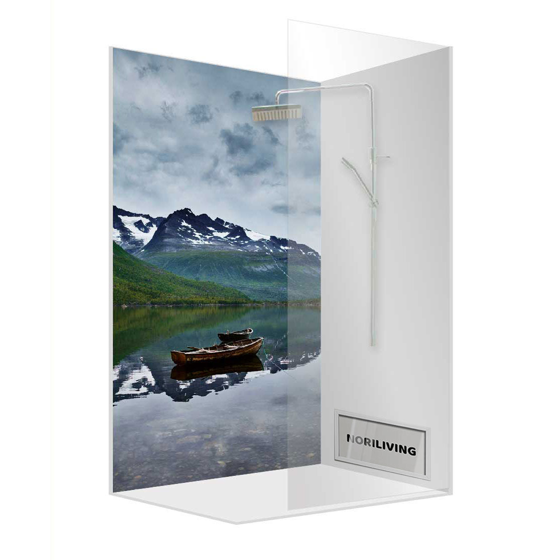 Abbildung einer Einzel-Duschrückwand mit Motiv Gebirgssee in Norwegen 301