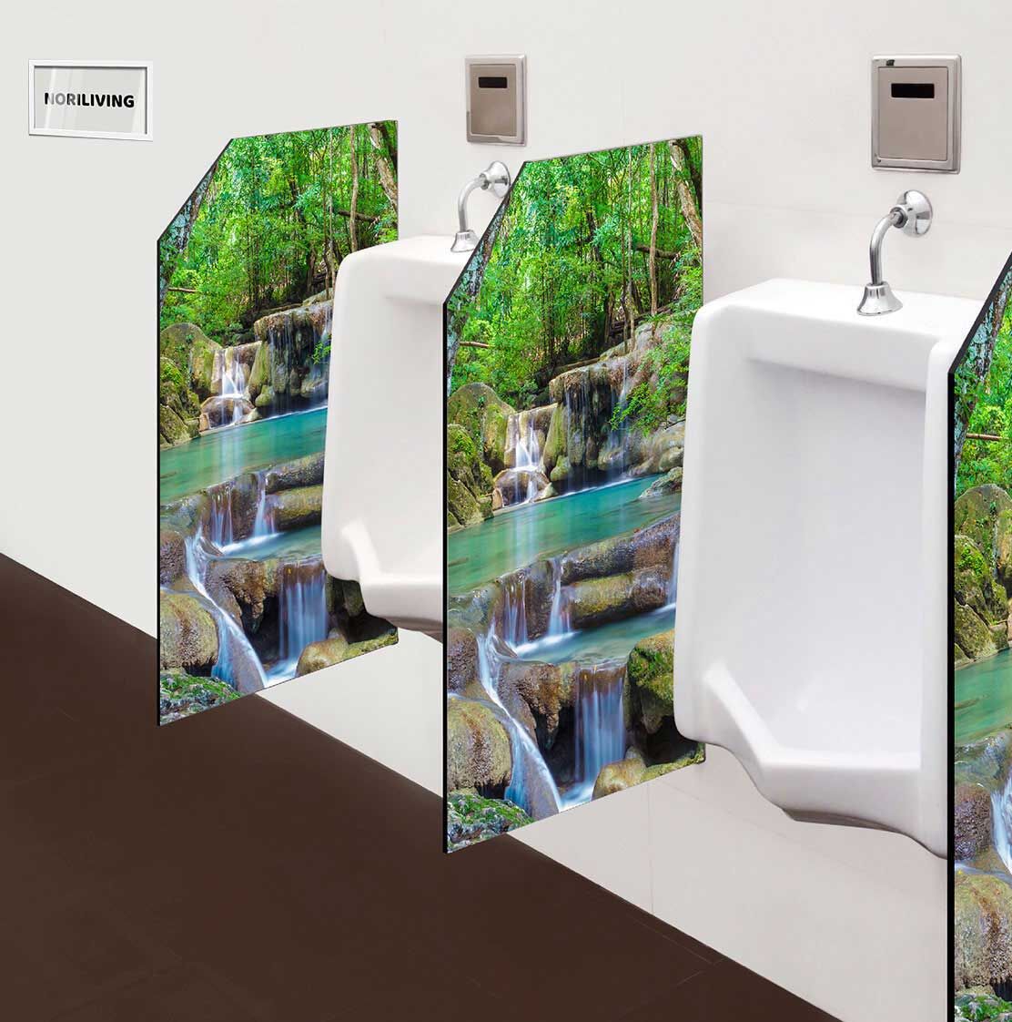 in der Toilette eingebaute Schamwand mit Motiv Erawan Wasserfall Thailand 271