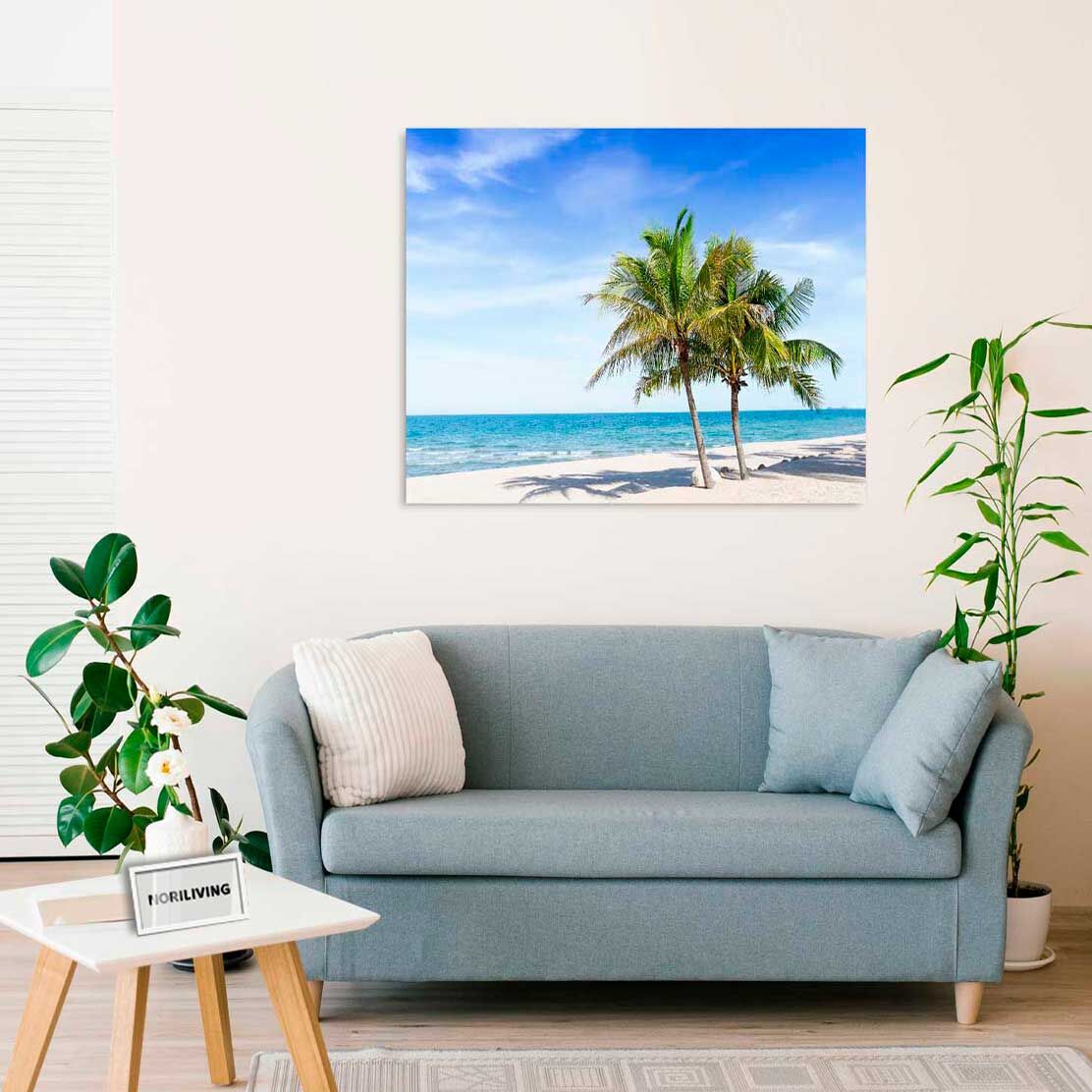 Wandbild über dem Sofa mit Motiv schöner Strand und tropisches Meer mit Palmen 828
