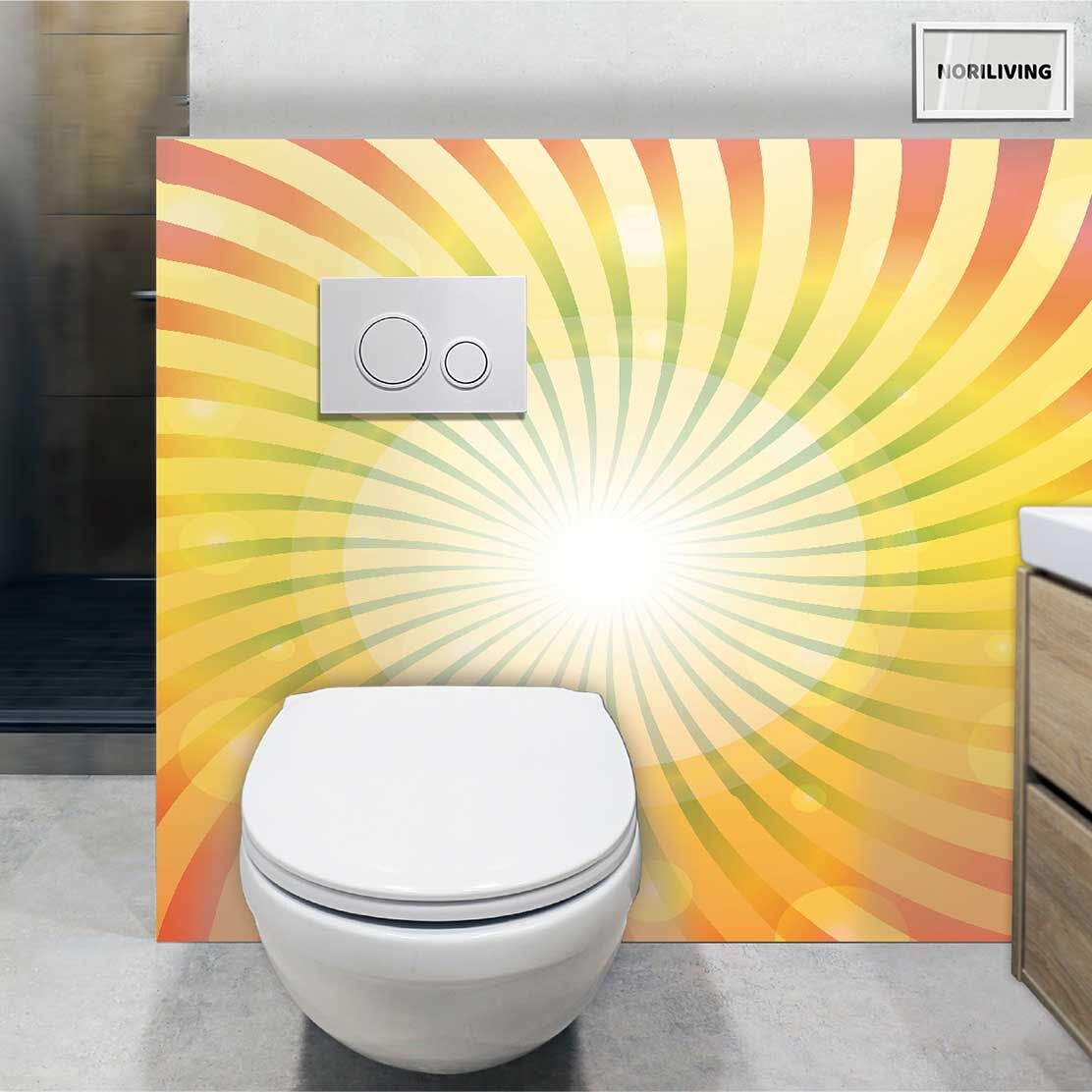 im WC eingebaute Toilettenrückwand mit Motiv Kreis- und Wellenmuster 303