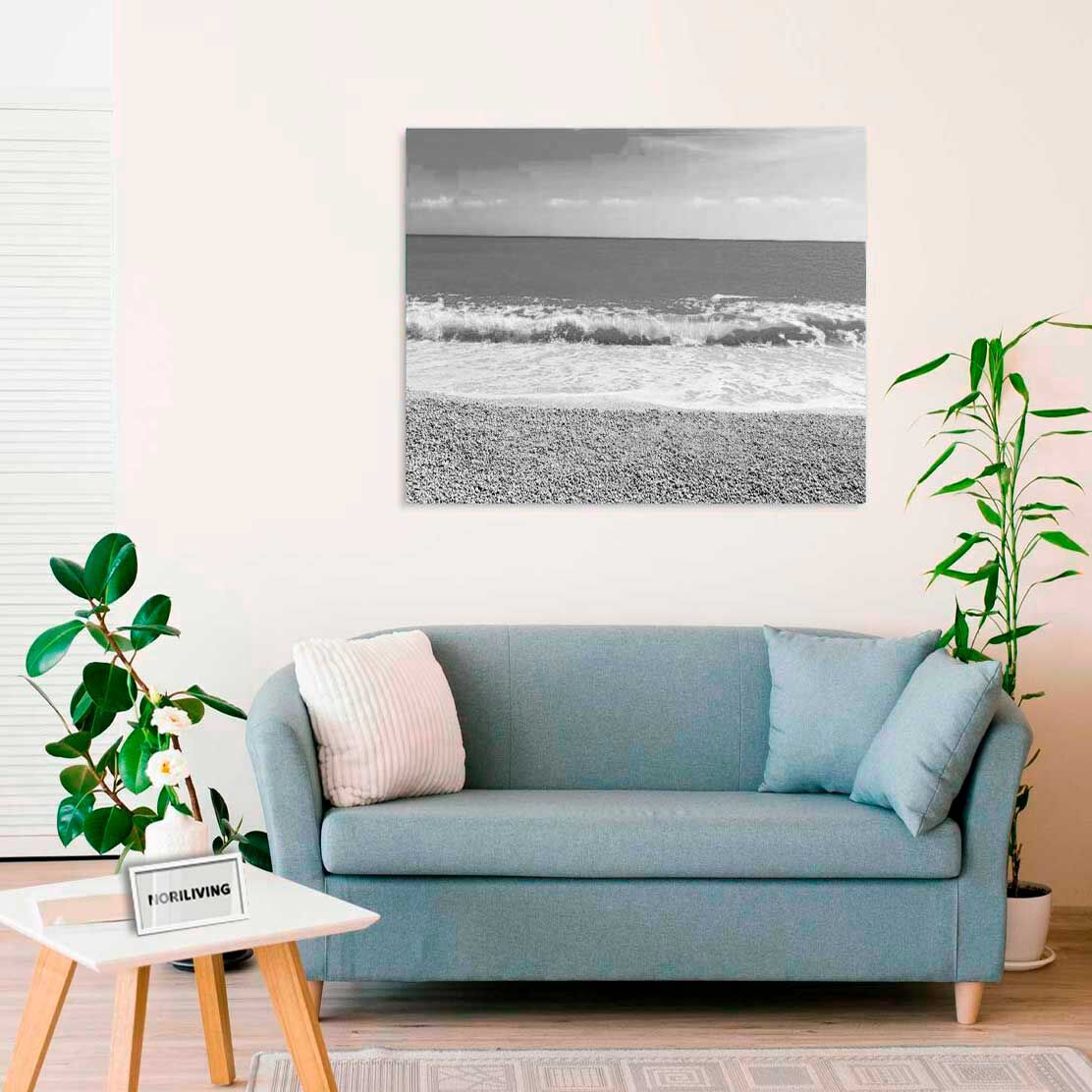 Wandbild über dem Sofa mit Motiv schöner Strand und tropisches Meer 210 schwarz-weiß