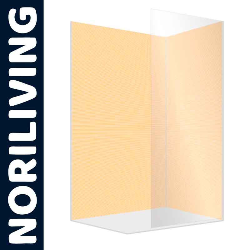 Glas-Duschwand mit hellem Holzmuster von NORILIVING