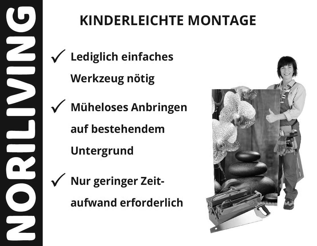 Aufzählung der Vorteile einer Badrückwand aus Aluverbund