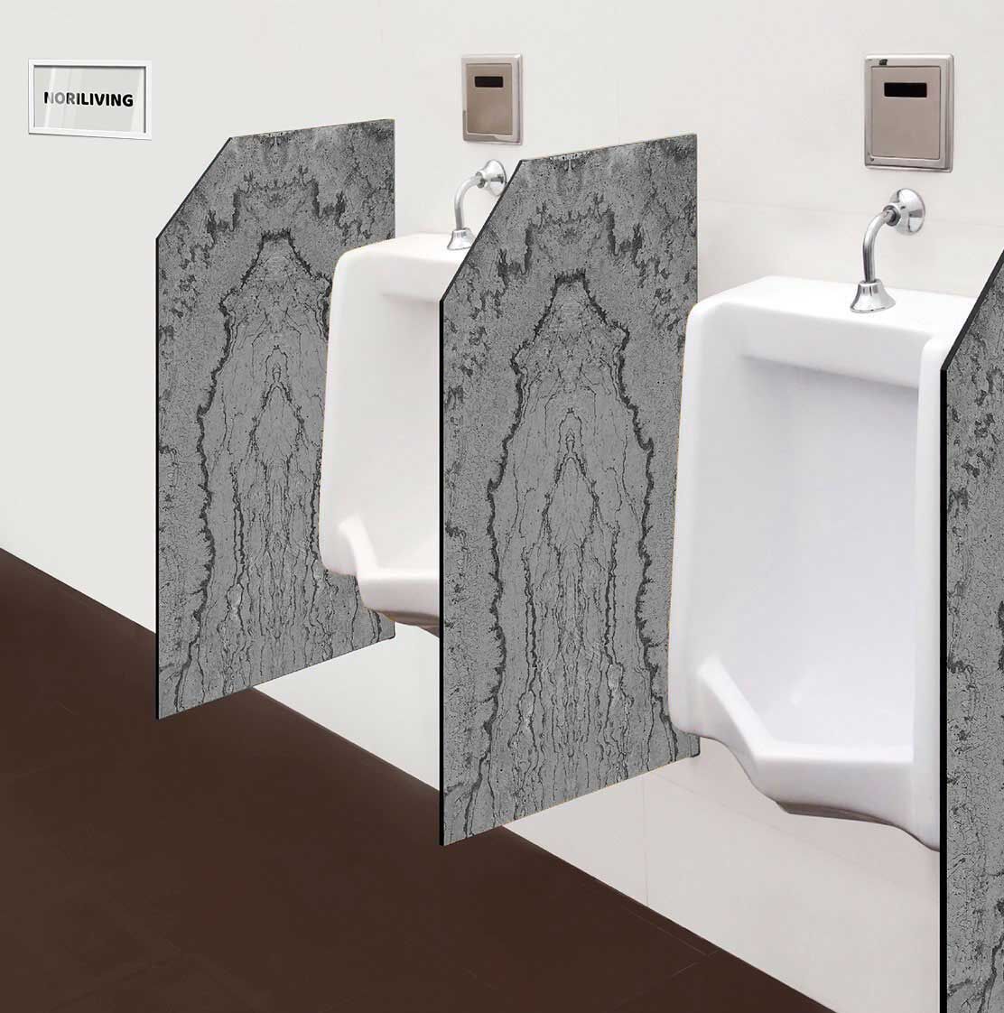 in der Toilette eingebaute Schamwand mit Motiv Rost 075 schwarz-weiß
