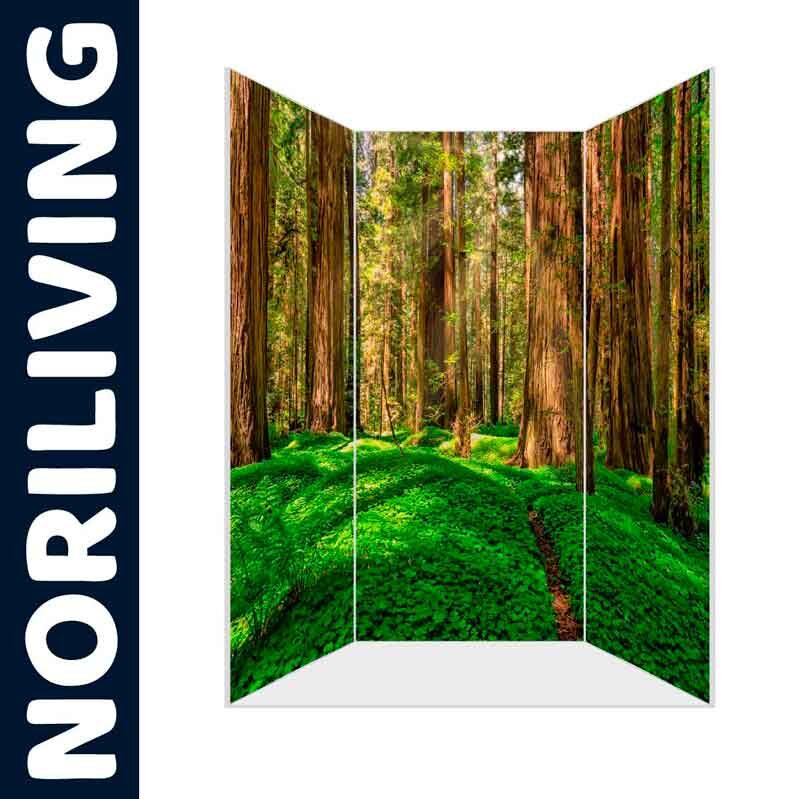 Raumteiler mit Waldmotiv und üppigem Grün von NORILIVING
