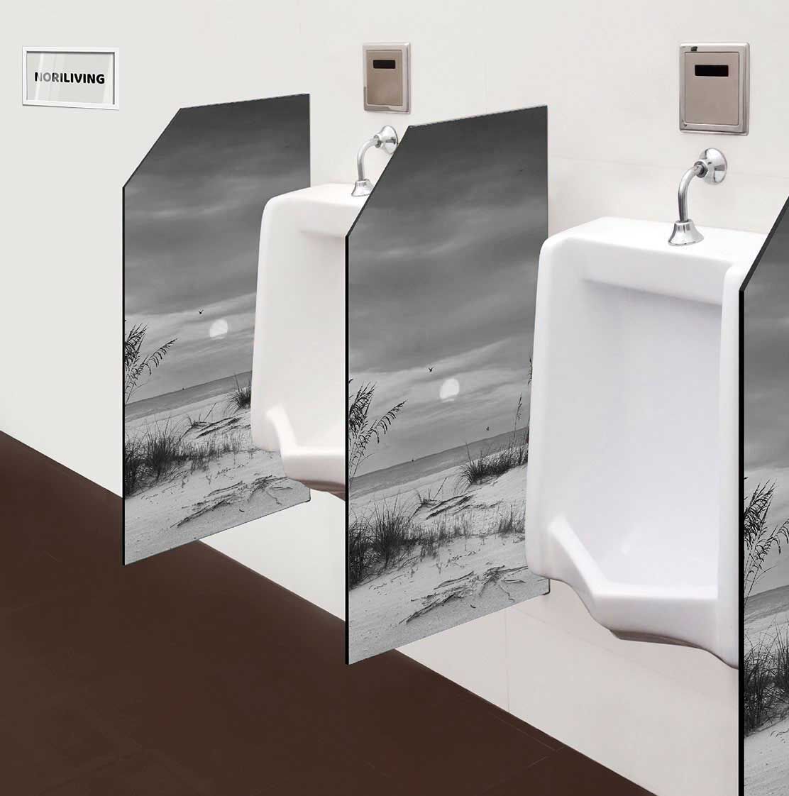 in der Toilette eingebaute Schamwand mit Motiv Sonnenuntergang über Holmes Beach 324 schwarz-weiß