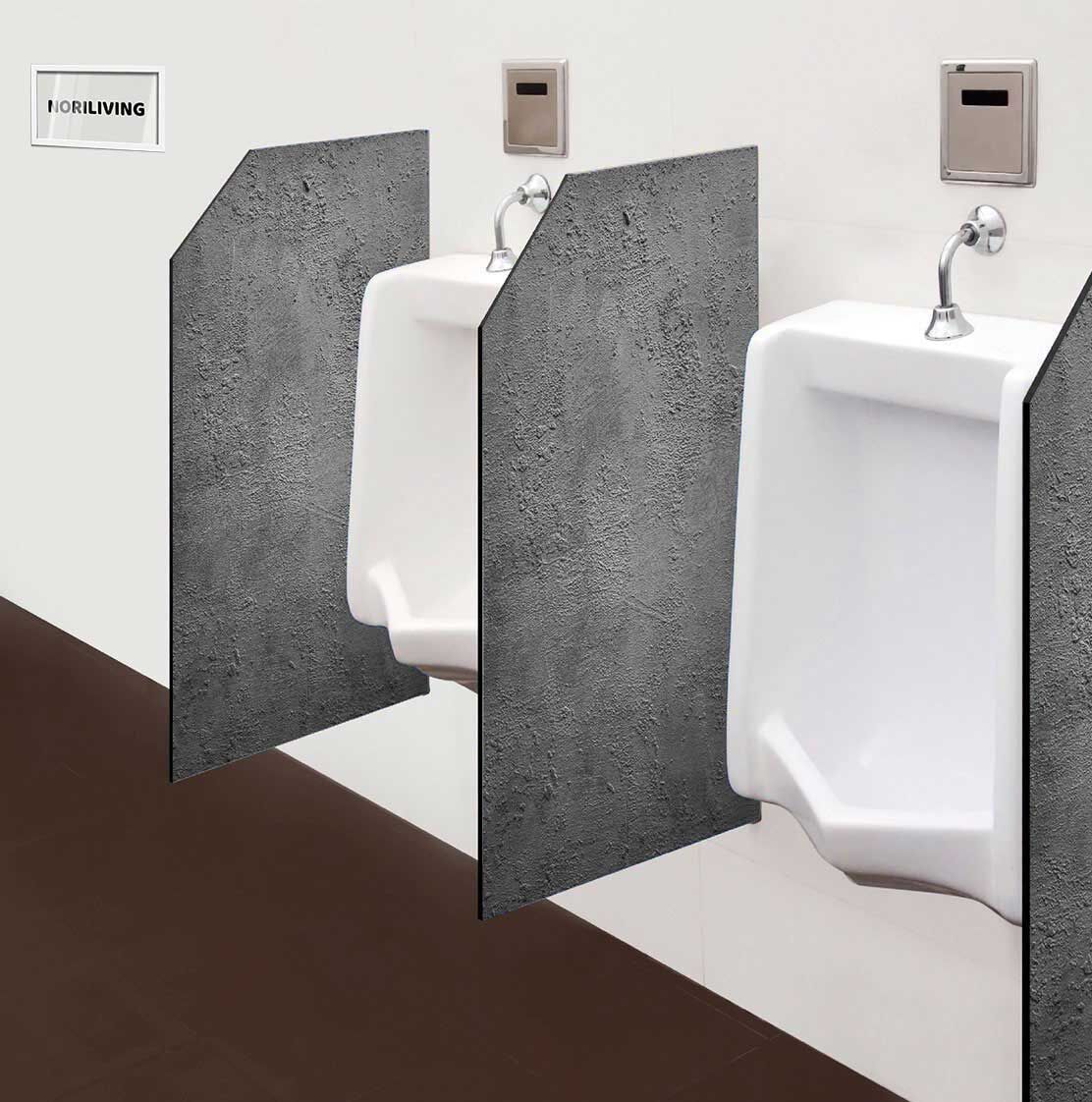 in der Toilette eingebaute Schamwand mit Motiv Blauer Rauputz 064 schwarz-weiß