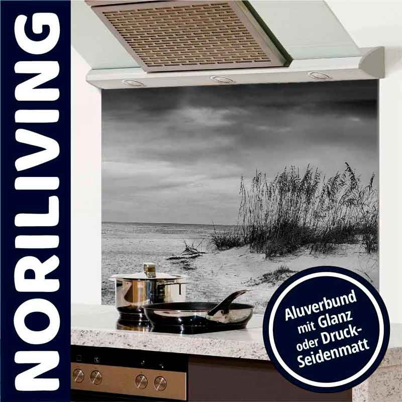 Moderne Küchenrückwand mit Strandbild, Aluverbund in Glanz oder Seidenmatt, Norliving