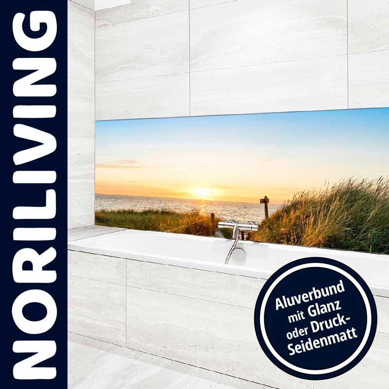 Modernes Badezimmer mit Landschaftsmotiv, Aluverbund-Verkleidung, Glanz oder Seidenmatt verfügbar