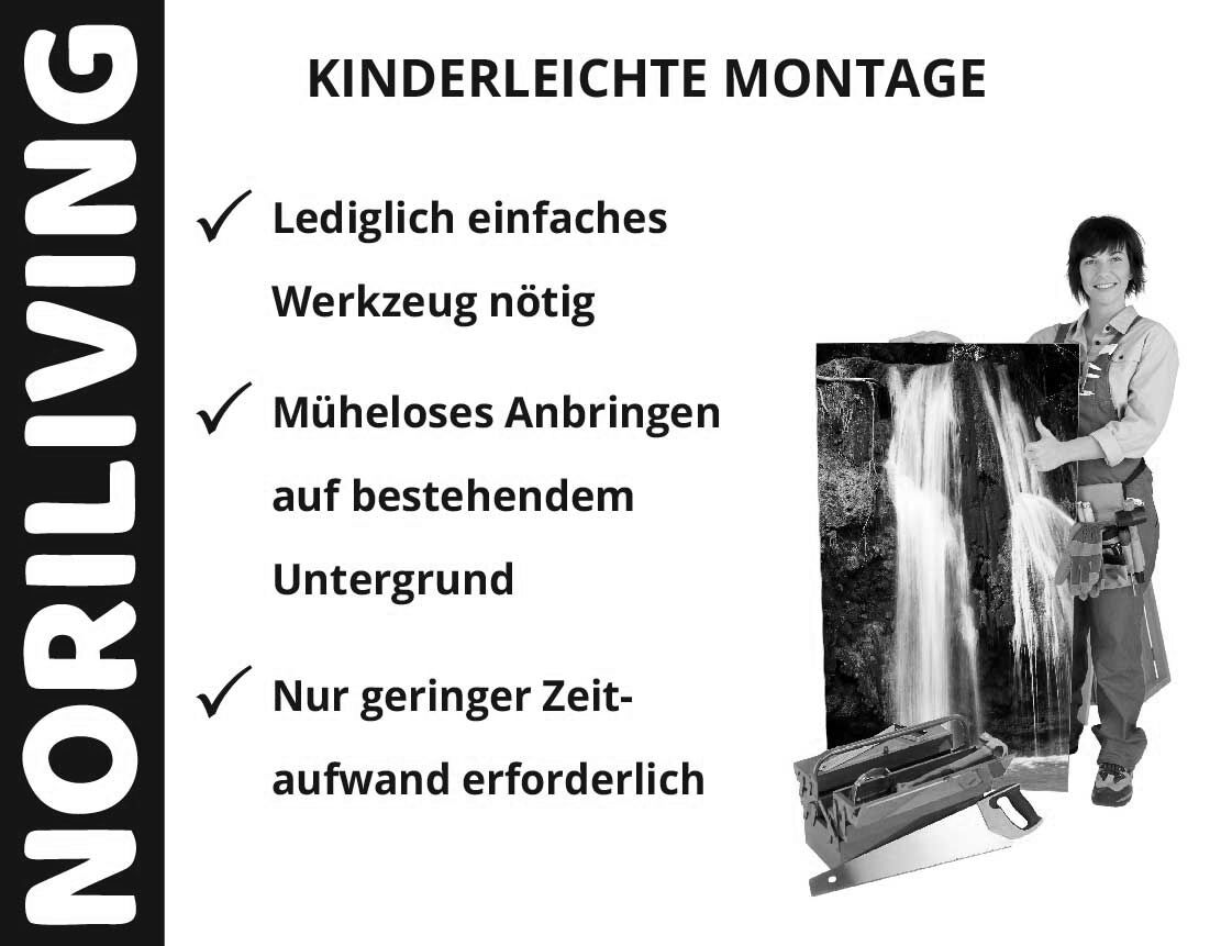 Aufzählung der Vorteile einer Badrückwand aus Aluverbund