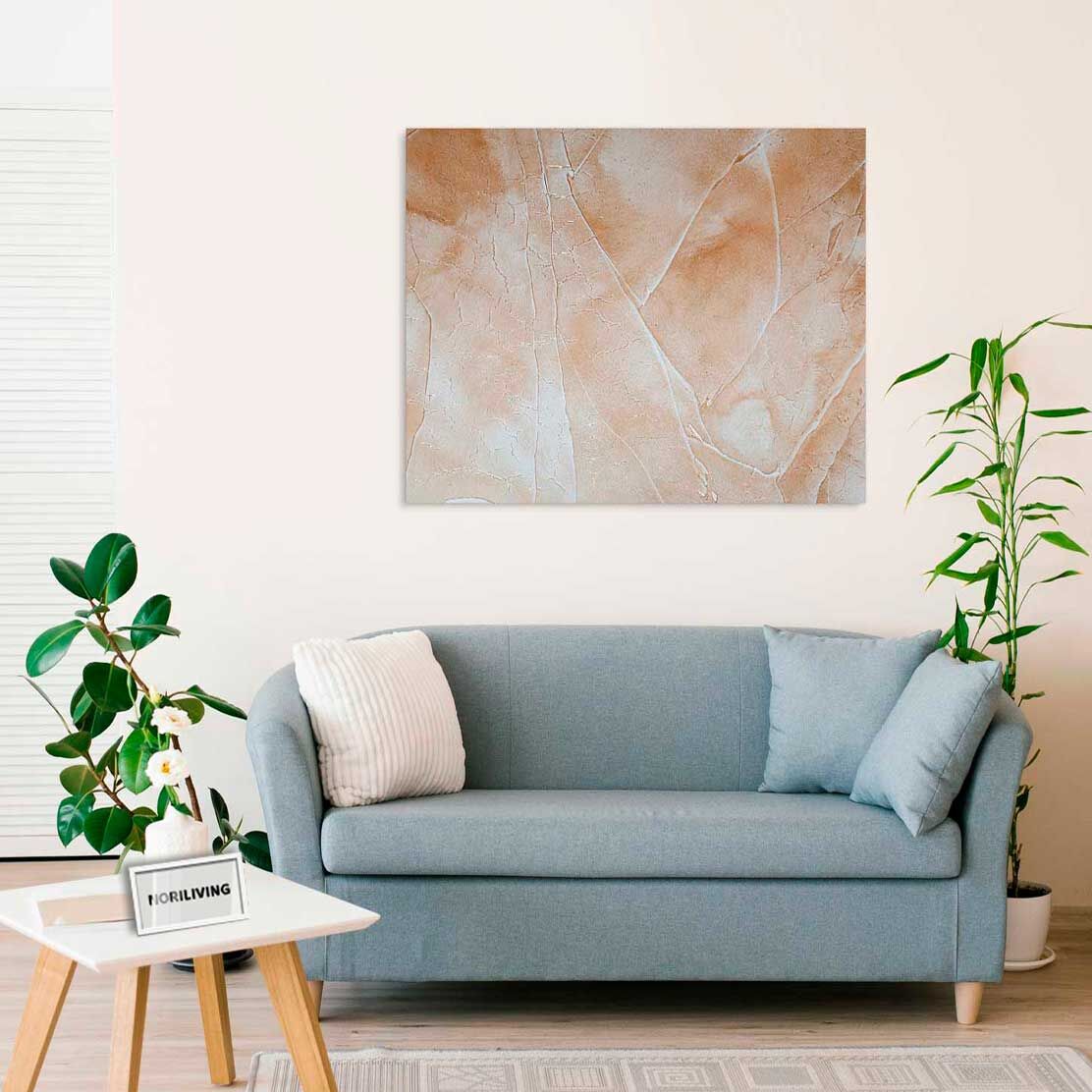Wandbild über dem Sofa mit Motiv Marmor beige 705