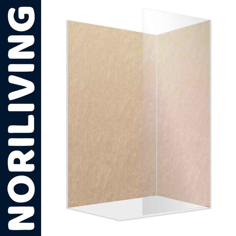 Duschabtrennung aus Glas in hellem Beige von Noriliving