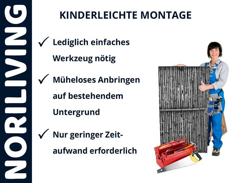 Person zeigt DIY-Montageset von Noriliving mit einfacher Handhabung