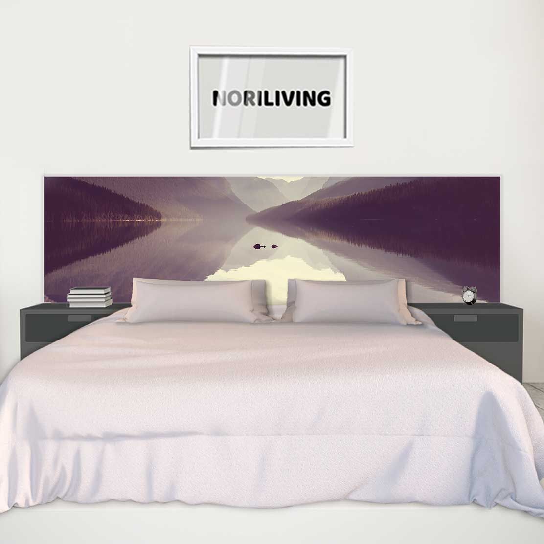 im Schlafzimmer eingebaute Bettrückwand mit Motiv Glacier-Nationalpark 978