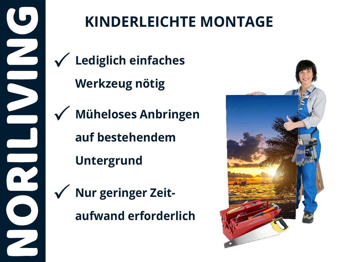 Aufzählung der Vorteile einer Badrückwand aus Aluverbund