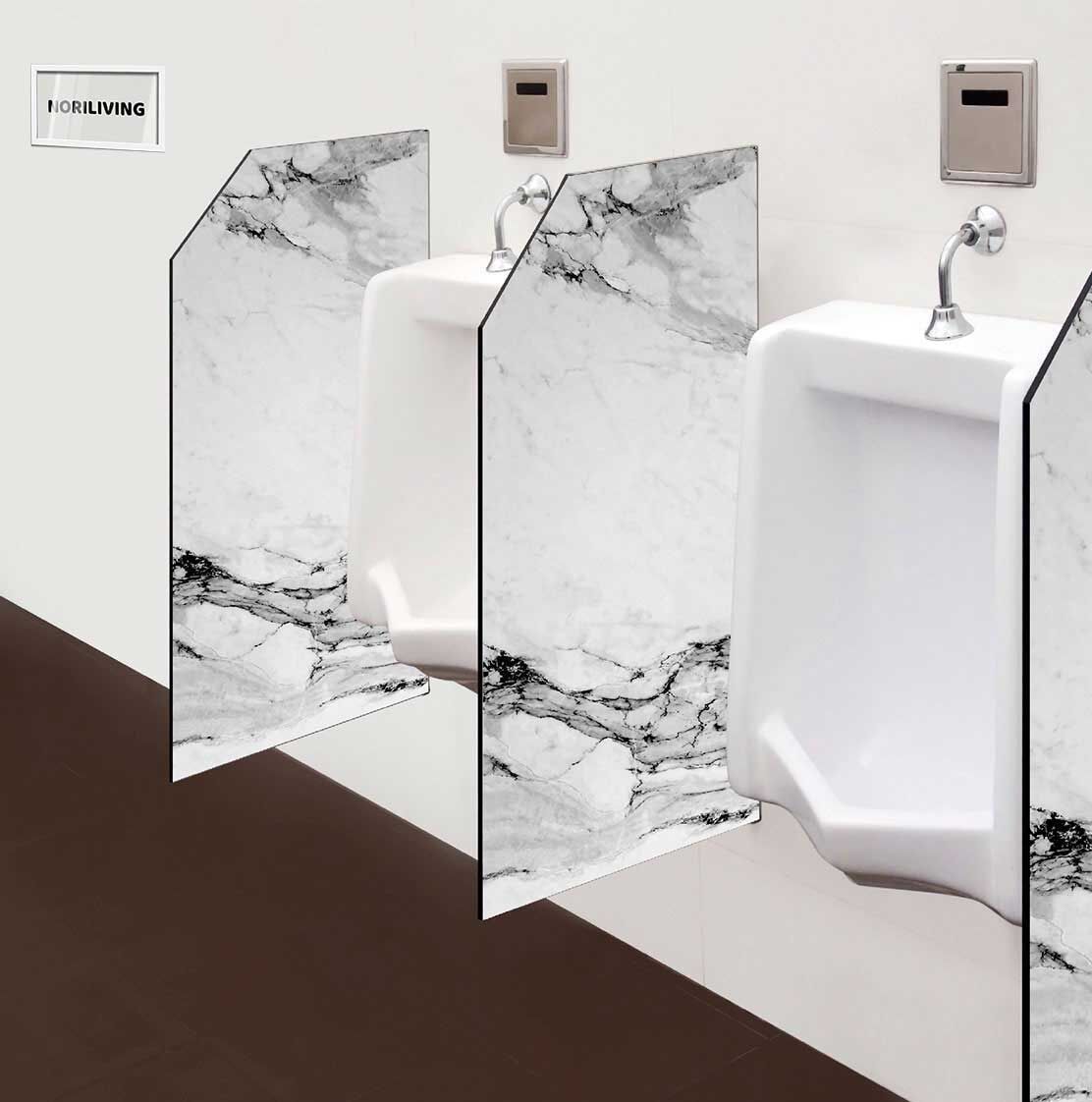 in der Toilette eingebaute Schamwand mit Motiv Marmor dunkelgrau 117c