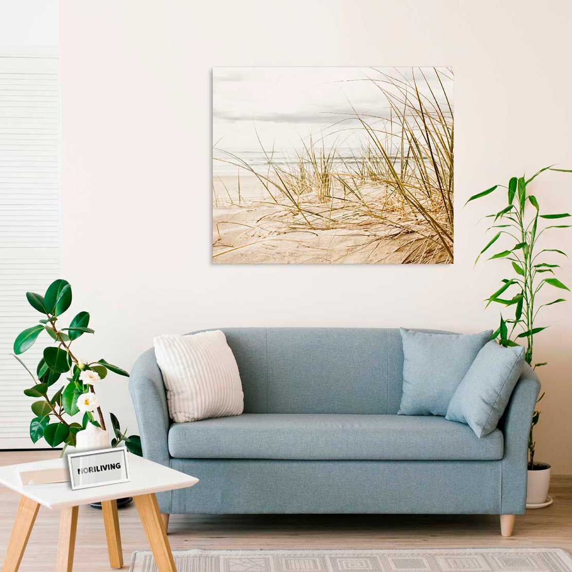 Wandbild über dem Sofa mit Motiv Dünen Gras Strand 543