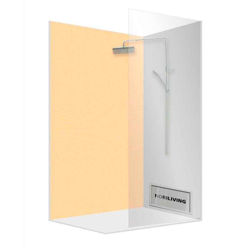 Duschwand mit Glas und integrierter Regendusche, modernes Badezimmerdesign