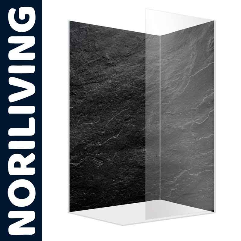 Schwarze Duschwand mit Glaseffekt, Marke NORILIVING