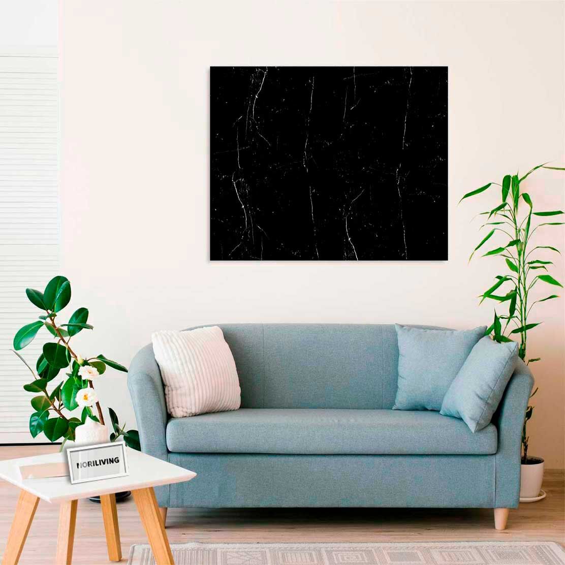Wandbild über dem Sofa mit Motiv Marmor schwarz 950 schwarz-weiß
