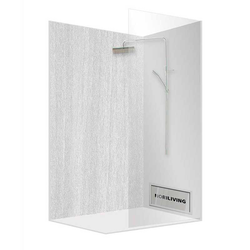 Duschkabine aus Glas mit regenartigem Duschkopf, modernes Design