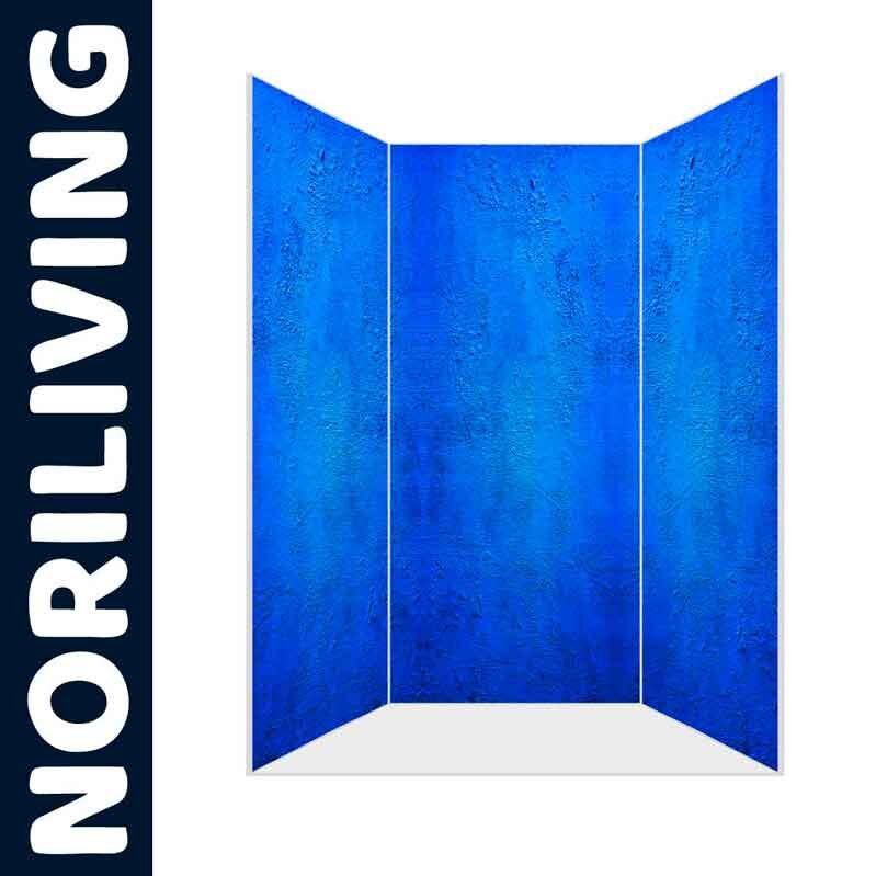 Blaues Duschpaneel von NORILIVING mit strukturiertem Design, dreiteilig