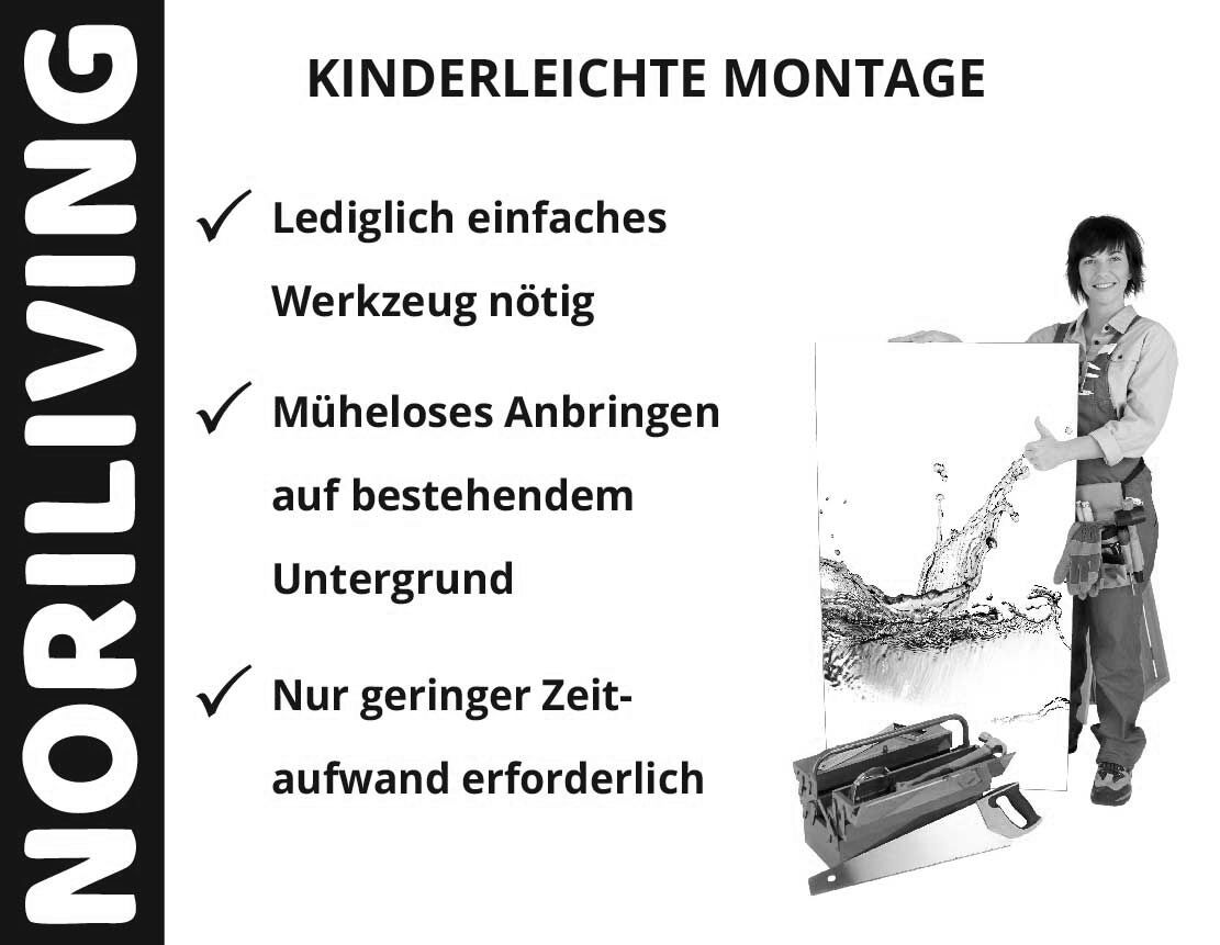 Aufzählung der Vorteile einer Duschrückwand aus Aluverbund