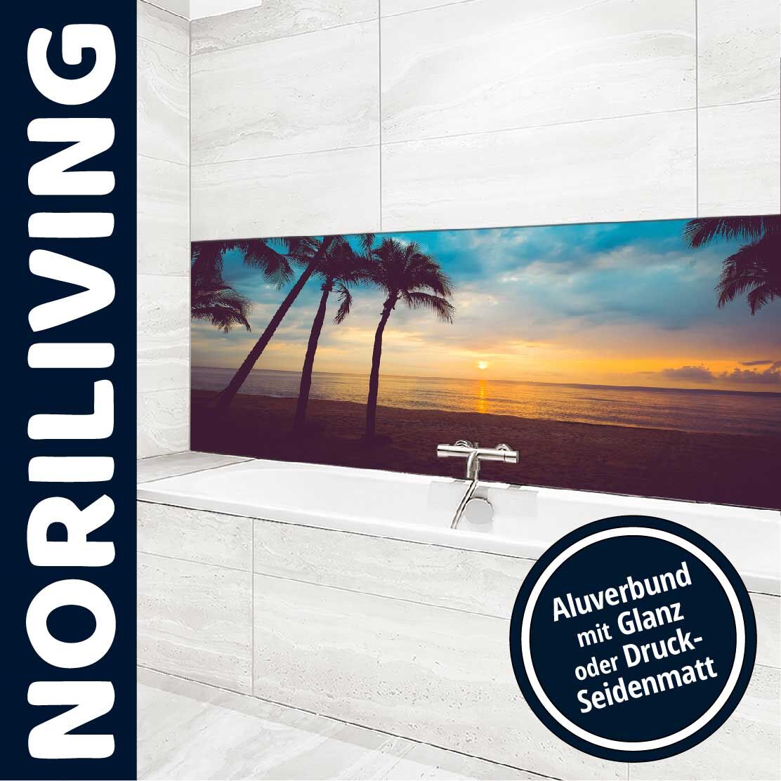 Ansicht des Badrückwand-Motivs Sonnenuntergang am Strand 167 Unterkante