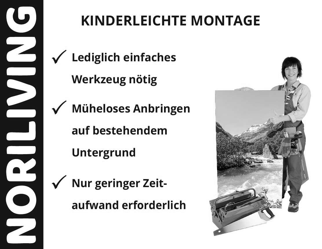 Aufzählung der Vorteile einer Duschrückwand aus Aluverbund