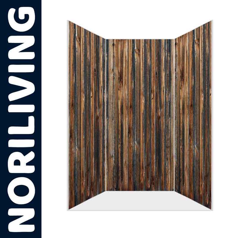 Paravent aus Holz mit dreiteiligem Design und rustikaler Optik