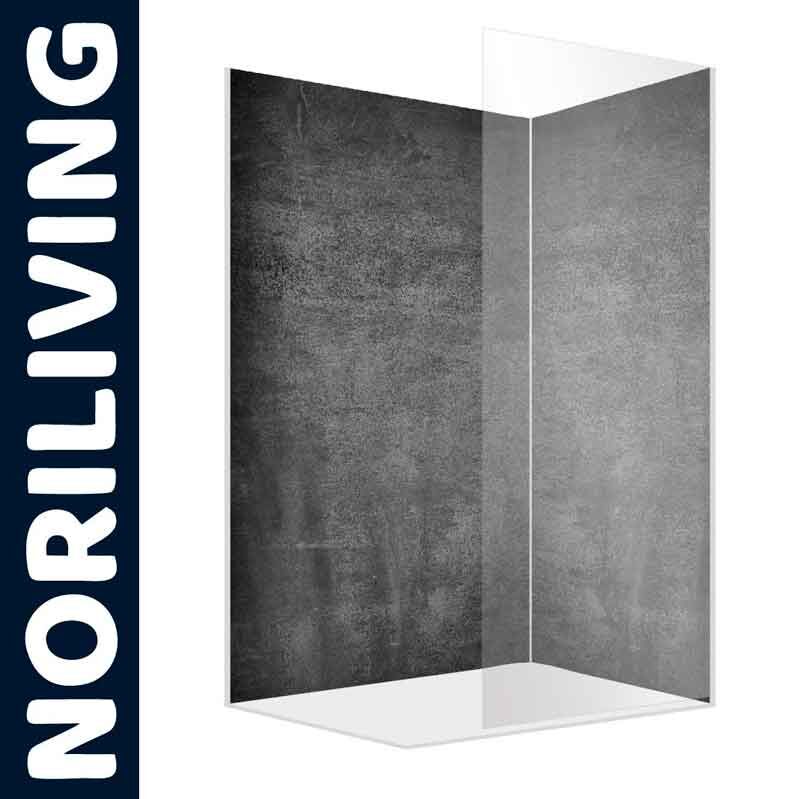 Transparente Duschwand von Norliving mit moderner Steinoptik